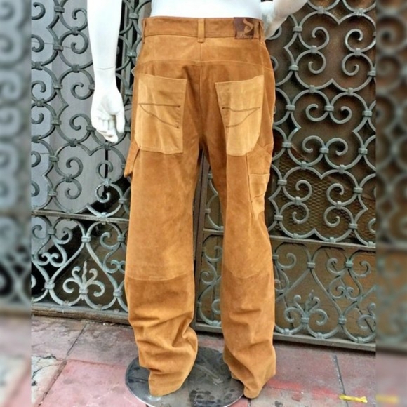 Men’s Davoucci Wheat Tiny Corduroy Genuine Suede Leather Pants NWT - Picture 6 of 6